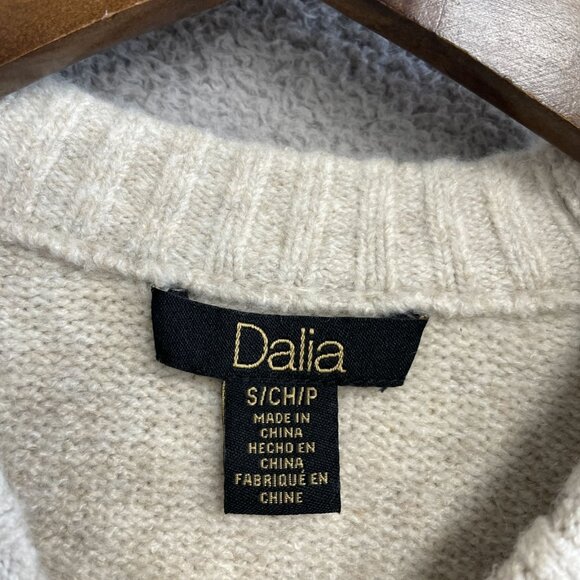 NWOT Dalia Women's Beige Wool Blend Midi Sweater Dress S Crewneck - Picture 5 of 9